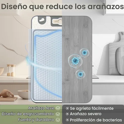 Vista 5 de Tabla de cortar de acero inoxidable, tablas de cortar de 14 x 10 pulgadas para cocina, apta para lavavajillas, resistente a los arañazos con ranura