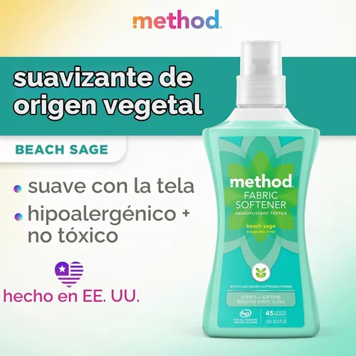 Vista 2 de Method Suavizante de telas; salvia de playa; 53.5 onzas; 45 cargas; 1 paquete; el embalaje puede variar