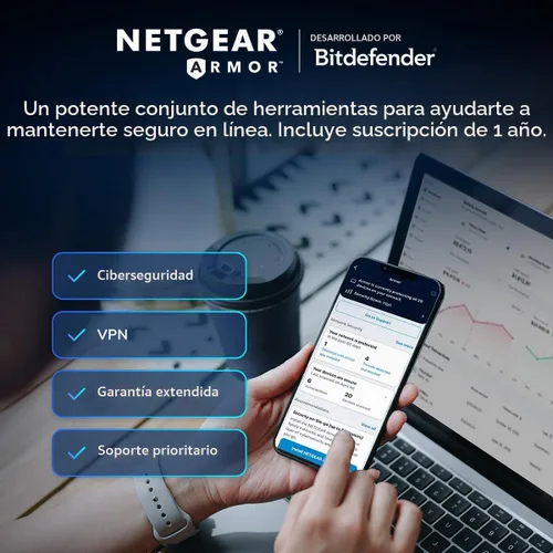 Vista 7 de NETGEAR Orbi Tri-Band WiFi 6 Mesh Network System (RBK862S) - Router + 1 extensor satelital, características de seguridad, hasta 6 Gbps, hasta 5,400