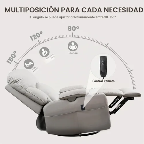 Vista 4 de SUNWAVE Mecedora eléctrica para guardería con reposabrazos ajustables para Gris