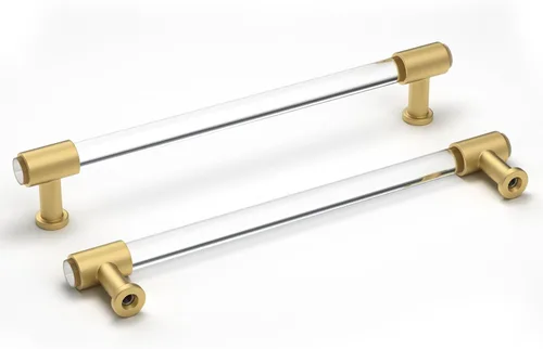 Vista 9 de Goldenwarm Paquete de 10 Pomos Dorados para Gabinete de Acrílico, Pomos para Cajones Decorativos de Acrílico Transparente en Forma de T, Herrajes