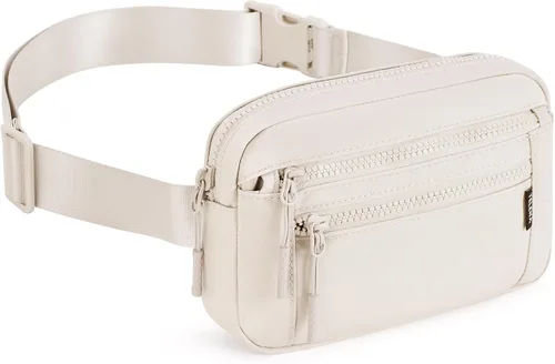 Vista 6 de Telena Riñonera para mujer, riñonera cruzada con correa ajustable, color beige