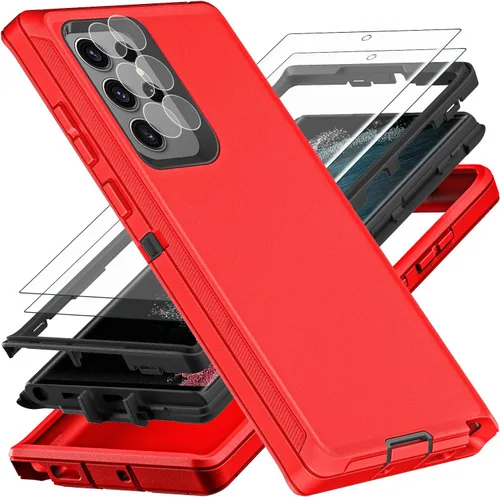 Vista 10 de YKHJKLEC Funda para Samsung Galaxy S22 Ultra, con 2 piezas [protector de pantalla de TPU flexible autorreparable y protector de lente de cámara]