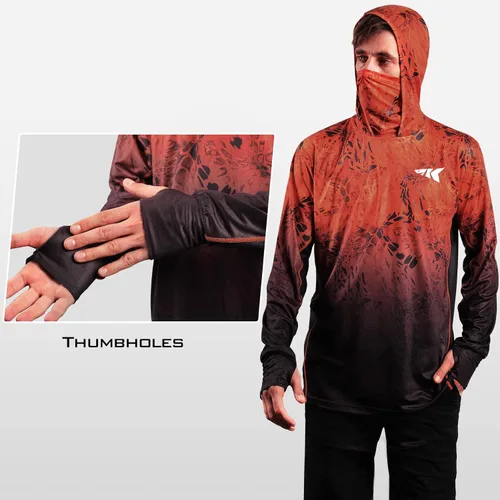 Vista 5 de KastKing - Sudadera con capucha para hombre, camisa de manga larga para pesca, camisa de protección UV UPF 50