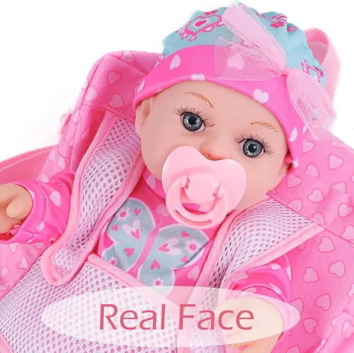 Vista 2 de DONTNO Muñeca de bebé de 12 pulgadas con ropa y mochila, muñeca Reborn con pezón de biberones