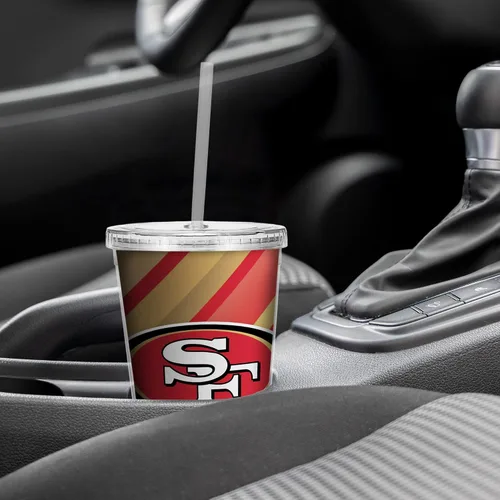 Vista 4 de Vaso transparente de fútbol NFL de 16 onzas con popote para fanáticos de la NFL