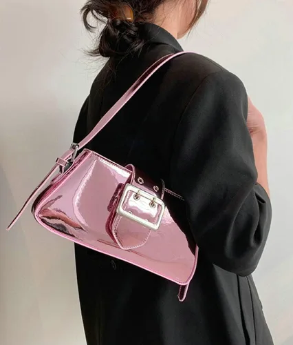 Vista 3 de Bolso de noche para mujer, bolso de mano de cuero, bolso de hombro pequeño, bolso de mano brillante, bolso de mano con asa superior 2023