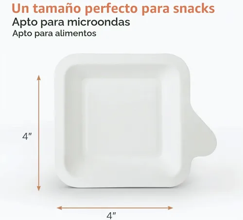 Vista 3 de Upper Midland Products Platos de papel pequeños de 4 a 4 pulgadas, platos de postre de papel biodegradables Blanco (blanco - 200)
