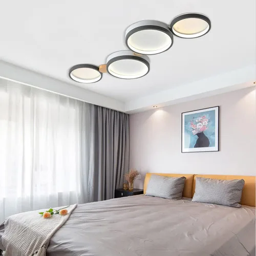 Vista 16 de Lámpara de techo LED de 3 luces, 22 pulgadas, moderna lámpara de techo empotrada de madera de 20 W regulable para sala de estar, dormitorio, cocina