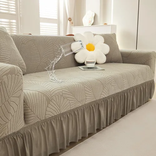 Vista 9 de WONGS BEDDING Funda de terciopelo elástico para sofá, funda acolchada con falda, apta para mascotas, duradera, lavable, elástica, de fácil ajuste