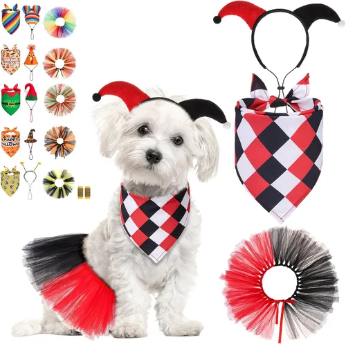 Vista 25 de SCENEREAL Suministros para fiesta de cumpleaños para perros, bandana de cumpleaños para perro, juego de collar de pajarita con números de Niño azul