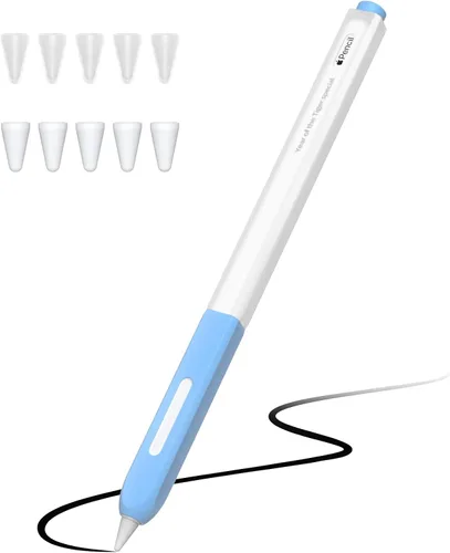 Vista 9 de Funda compatible con Apple Pencil Pro / Apple Pencil de 2ª generación, silicona translúcida duotone, [con 10 puntas de silicona] (negro)