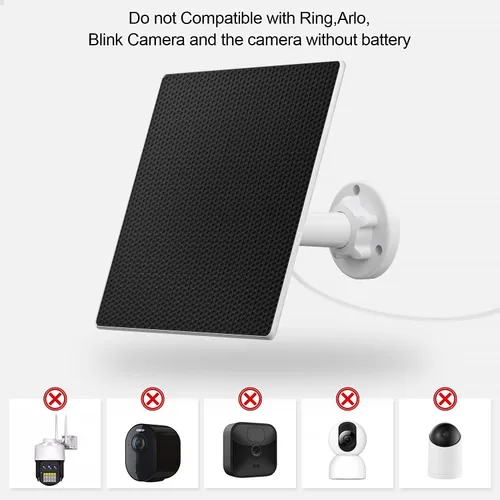 Vista 6 de Cargador de panel solar para cámara de seguridad al aire libre, paneles solares de 5 W con adaptador micro USB y USB C para cámara de batería