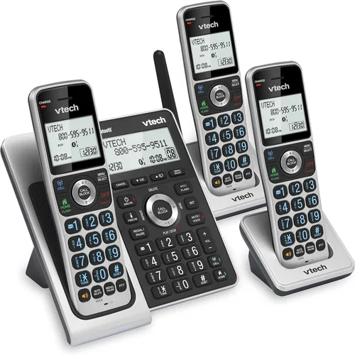 Vista 10 de VTech VS306-3 DECT 6.0 3 teléfonos inalámbricos para el hogar con Bluetooth, sistema de contestación, bloqueador de llamadas inteligente, anuncio