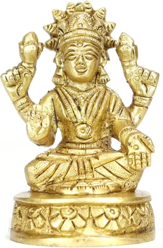 Vista 9 de ASHIRWAD Escultura de estatua de ídolo de latón para Diwali Pooja, templo, decoración del hogar, Vastu Laxmi Devi Maa AE000006-18 (Laxmi-18)