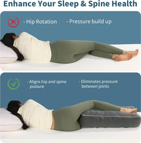 Vista 3 de HOMBYS Almohada de rodilla de espuma viscoelástica triturada para dormir de lado, almohada de 5.5 pulgadas de altura entre las piernas para alinear