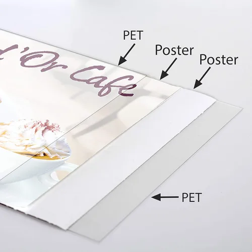 Vista 5 de M&T Displays Tablero de menú telescópico ajustable con pedestal, perfil de aluminio, marco de póster deslizable de doble cara negro, documento
