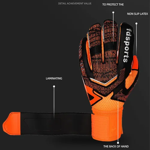 Vista 4 de Guantes de portero de fútbol para adultos y jóvenes, guantes de portero de fútbol de agarre fuerte con protección para los dedos