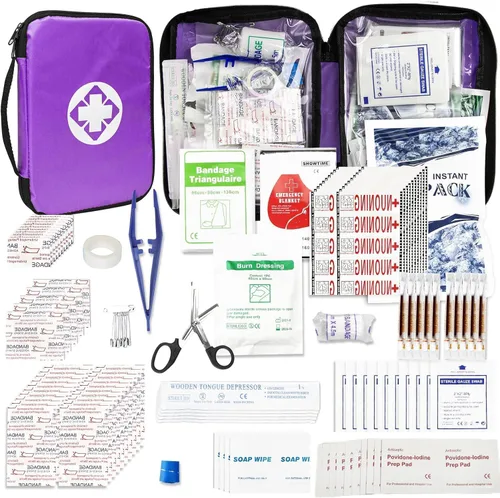 Vista 14 de Kit de primeros auxilios para casa y negocios - Kit de emergencia para camping y automóvil - 300 piezas de suministros de repuesto esenciales