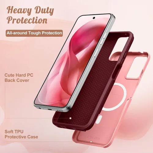 Vista 4 de Funda para Moto G 5G 2024 – Compatible con MagSafe para mujeres y niñas, bonita funda protectora magnética para teléfono, diseño femenino Kawaii