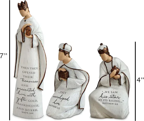 Vista 4 de Lighthouse Christian Products A Savior is Born - Juego de 9 piezas de 7.25 pulgadas de resina escrita para Navidad