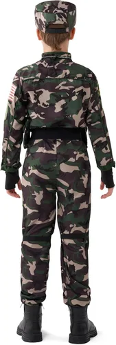 Vista 5 de Spooktacular Creations Disfraz del ejército para niños, disfraz militar para niños, disfraz de las fuerzas especiales de camuflaje para niños