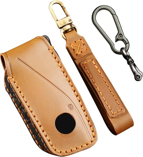 Vista 8 de OLLEN Funda para llavero de cuero genuino, compatible con BMW 2023~arriba Nueva Serie 5/7 740i 760i X1 X2 X3 X5 X6 X7 XM IX IX3 I5 I7, etc.