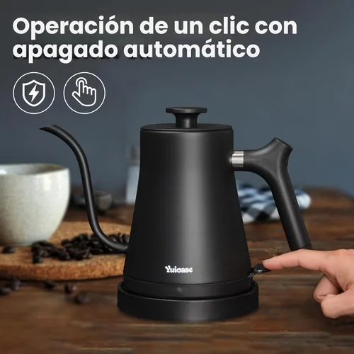 Vista 5 de Hervidor Eléctrico de Cuello de Cisne, Hervidor de Café de Acero Inoxidable 304, Apagado Automático y Protección Anti-secado, Clásico para Preparar