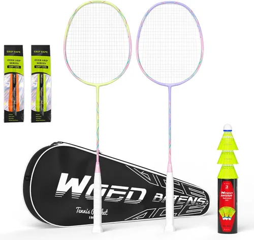 Vista 15 de Raquetas de bádminton profesionales de fibra de carbono para patios traseros y gimnasio