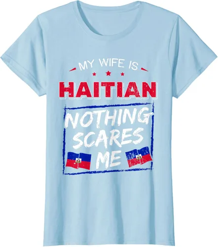 Vista 21 de My Wife Is Haitian Republic of Haiti Heritage Roots - Camiseta con bandera, Negro, S