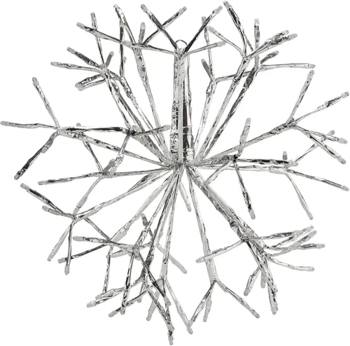 Vista 5 de Alpine Corporation Adorno de copo de nieve colgante en 3D de ramita de Navidad para interiores de 10 pulgadas de alto, con luces LED, rojo