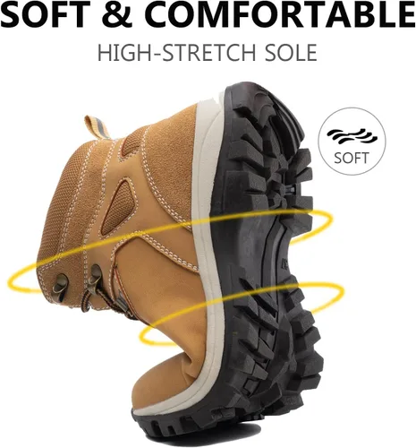 Vista 3 de Botas impermeables para el trabajo de senderismo para mujer, botas tácticas de senderismo para la nieve de invierno, botas de senderismo