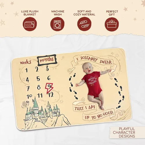 Vista 3 de Harry Potter Body para bebé y manta mensual de 4 piezas para recién nacido
