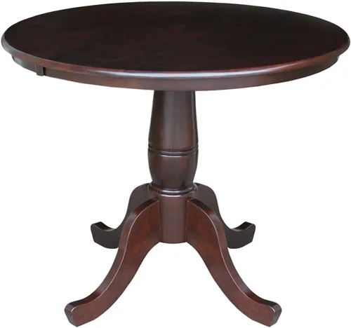 Vista 7 de Whitewood Industries International Concepts Mesa de pedestal redonda Pecan Nuez pacana