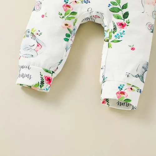 Vista 5 de DDLUZQual Mameluco unisex para bebé niña, traje recién nacido, mameluco para bebé bebé, lindo mono con estampado de elefantes