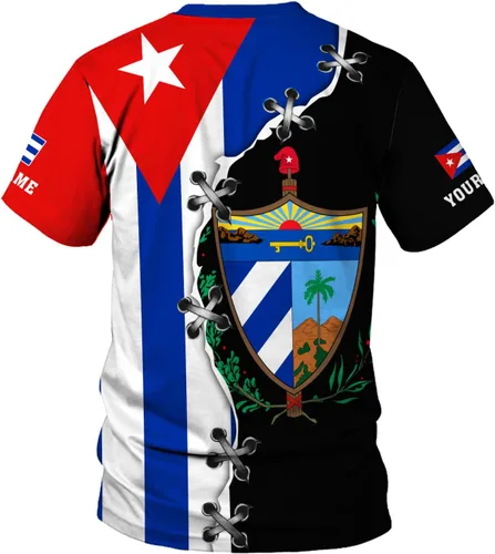 Vista 3 de MoonArt Camisa cubana 3D con nombre personalizado, camisetas cubanas para hombres y mujeres, camisa de la bandera de Cuba, sudadera, sudaderas