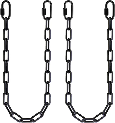 Vista 10 de 2 cadenas colgantes resistentes de 20 pulgadas con ganchos, cadena de extensión de columpio, color negro