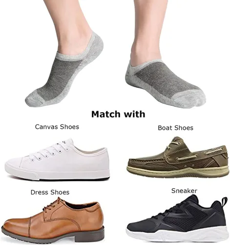 Vista 2 de SIXDAYSOX Calcetines invisibles para hombre, paquete de 6/8 unidades, de algodón, finos, corte bajo, antideslizantes para zapatos planos, tenis