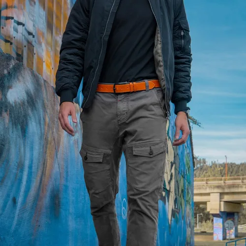 Vista 4 de HoffeBelts Cinturón de cuero de grano completo hecho a mano para hombre, estilo casual, cinturón de cuero personalizado en caja de regalo
