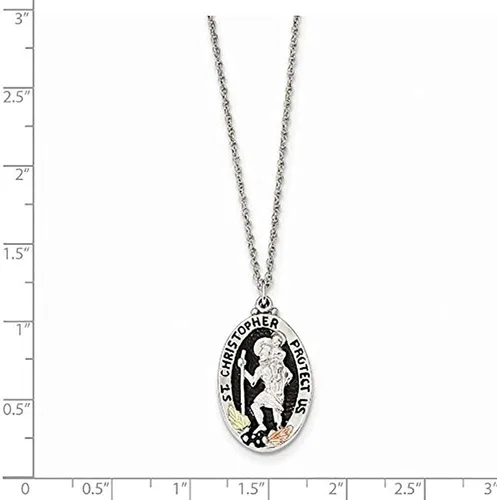 Vista 2 de Brilliant Bijou Solid - Collar de plata de ley 925 y 12 ct, diseño de San Cristóbal envejecido, 10.0in