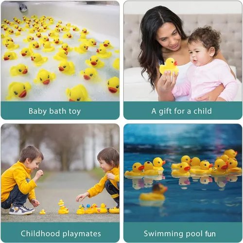 Vista 11 de Juguetes de baño de patos de goma, 50 piezas de mini patos a granel para niños, decoración de baby shower, regalos de fiesta de cumpleaños, regalo