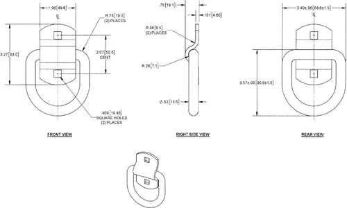 Vista 2 de Pesada 12,240 lb Cap. Tiedown y placa trasera w/2 – 1/2" hardware, Paquete de 2