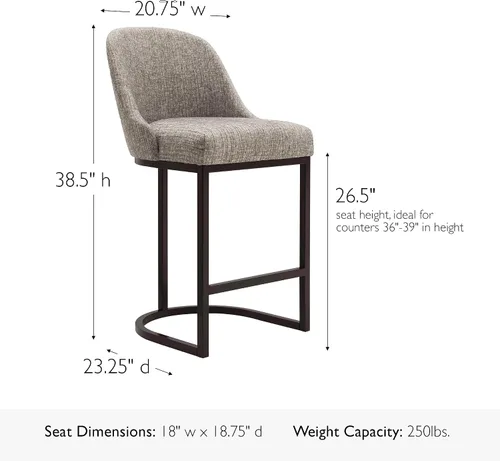 Vista 98 de Leick Home 214536 Barrelback Silla de comedor con base de metal, juego de 2, para comedor, asiento moderno de lino negro y base de metal dorado