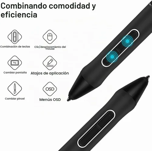Vista 4 de HUION Lápiz óptico PW517 sin batería con 2 teclas de acceso rápido programables, PenTech 3.0 Compatible con Kamvas 12/13/16 (2021), Kamvas 22/24