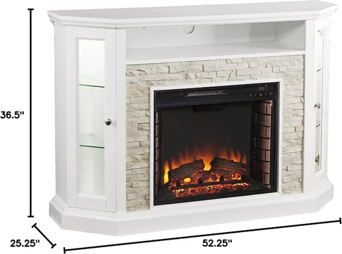 Vista 13 de Southern Enterprises chimenea eléctrica convertible, Metal, Blanco