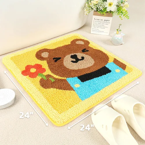 Vista 2 de Molesun Lindo tapete de baño de oso, tapete de baño antideslizante y suave, divertido tapete de microfibra de felpa absorbente de agua