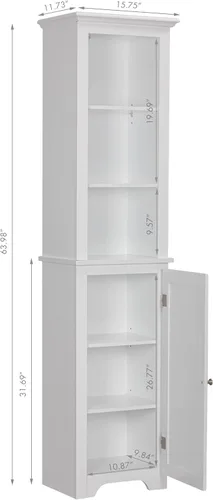 Vista 10 de UTEX Armario de almacenamiento alto para baño con puertas y estantes