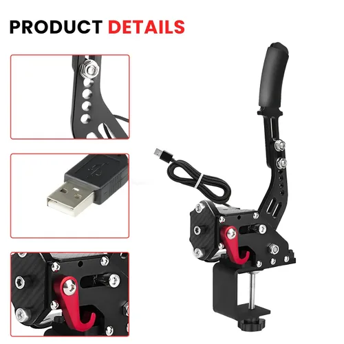 Vista 6 de Endxedo PC Racing Game USB Handbrake 16Bit SIM Compatible with Logitech G27 G29 G920 G923 T500 T300 Simulate Linear Handbrake Black (Only PC System)