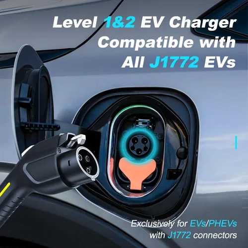 Vista 2 de Cargador EV de nivel 1 y 2 actualizado 2026 de 16 A, 3.5 KW, cable de 20 pies y adaptador doble NEMA (5-15/6-20) - Cargador de coche eléctrico