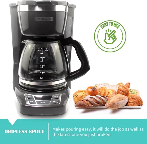 Vista 6 de Jarra de repuesto de 12 tazas compatible con cafetera Black and Decker modelo # CM1160B, CM1160W